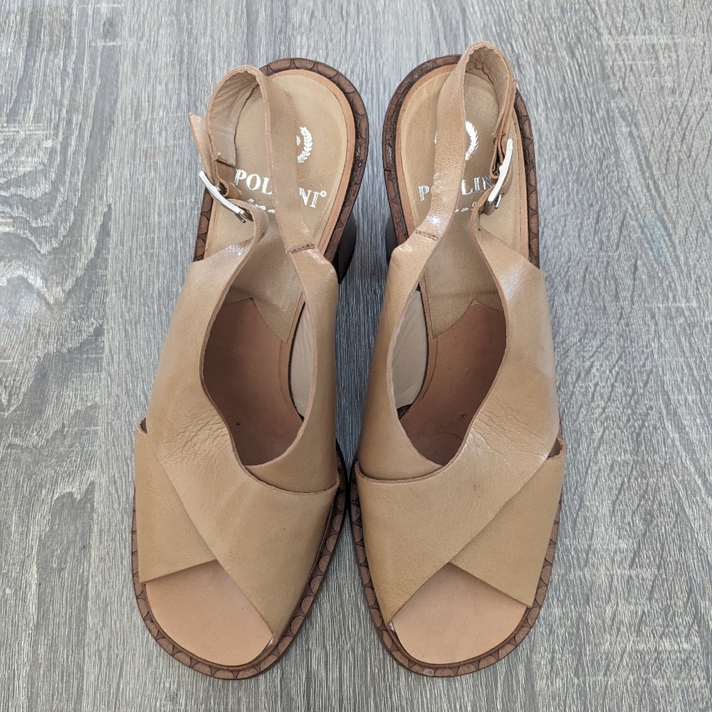 Pollini Heeled Tan Sandals